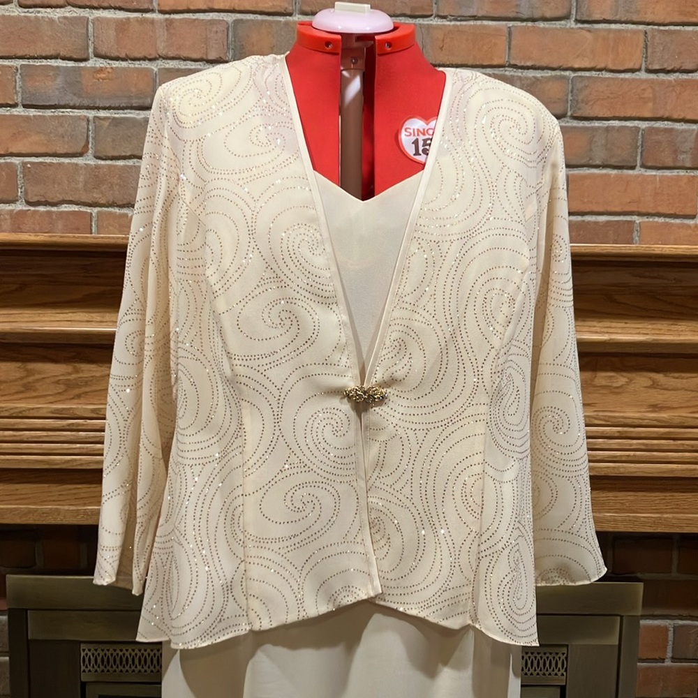 EUC Sz 18W R&M Richards woman yellow crepe dress w jacket
